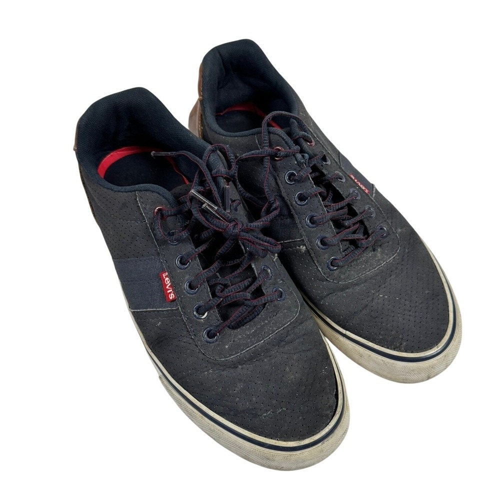 Levis Mens Navy Blue Perforated Low Top Sneakers Size 8